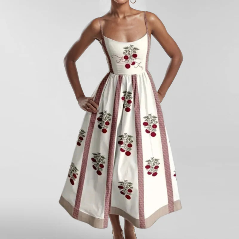 Vestido Midi Rosa Vacaciones Mujer 2026 Elegante Tirantes Finos Línea A
