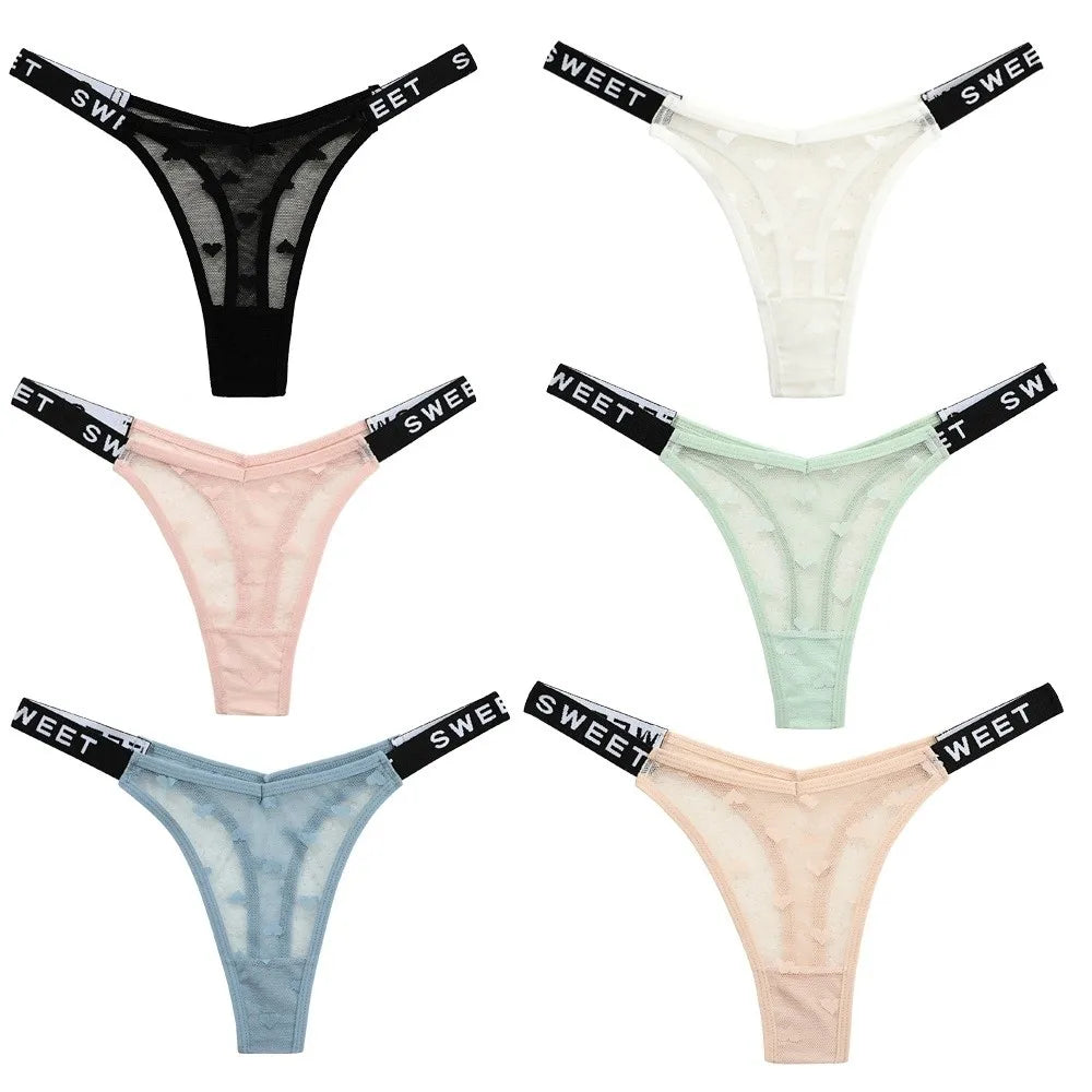 Cotton heart mesh thongs from Corporación Turística, seamless design, soft fabric, and comfortable fit.