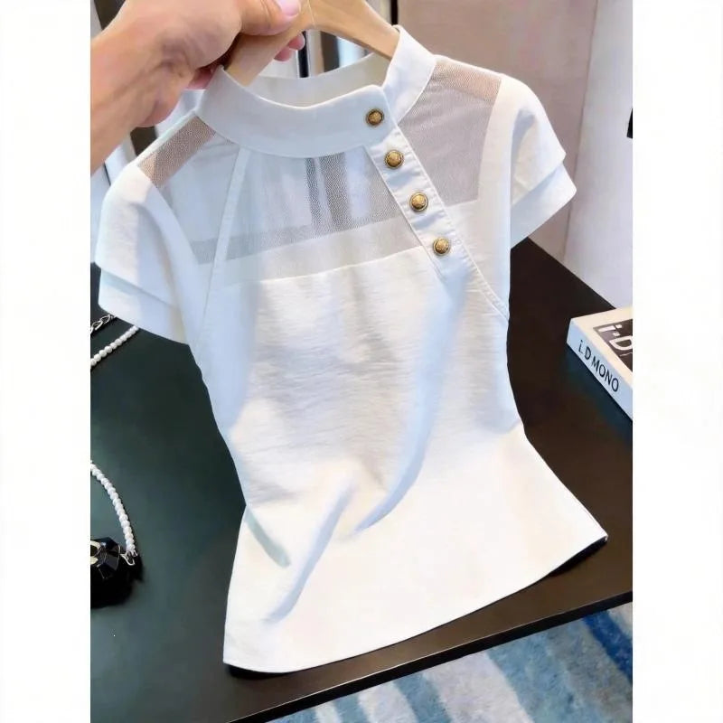 Blusa Francesa Verano 2026: Elegante Patchwork para Mujer