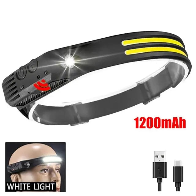 Linterna Frontal LED COB USB Recargable - Sensor de Movimiento para Exteriores