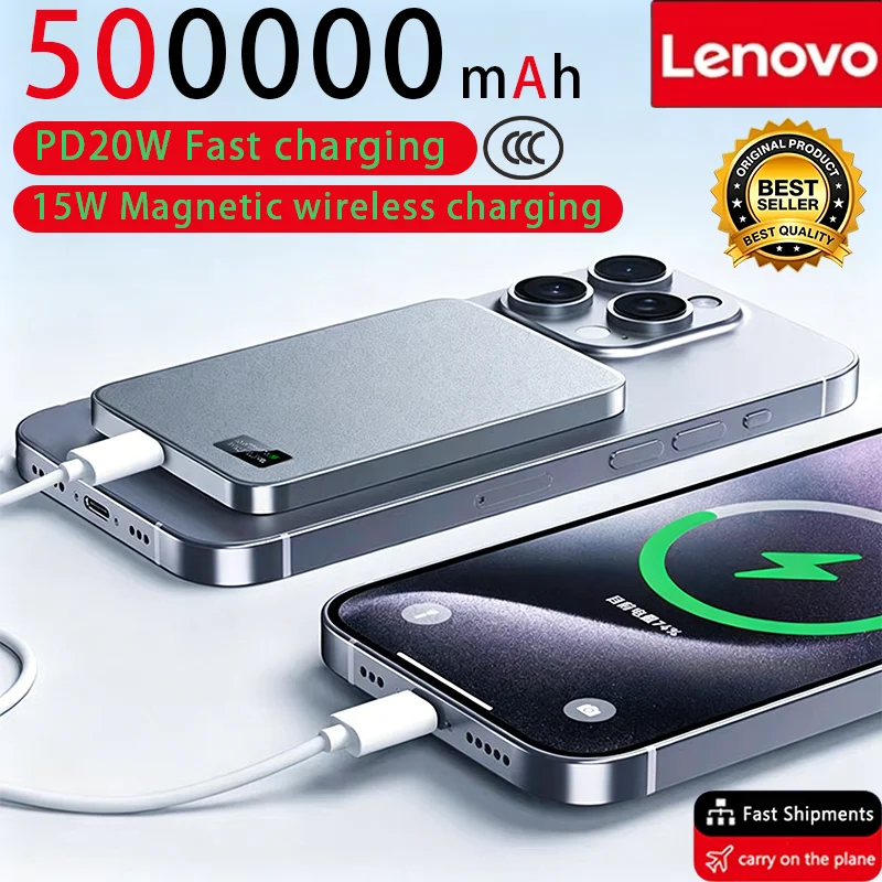 Batería Externa Lenovo Magnética Magsafe 50000mAh Carga Rápida PD22.5W