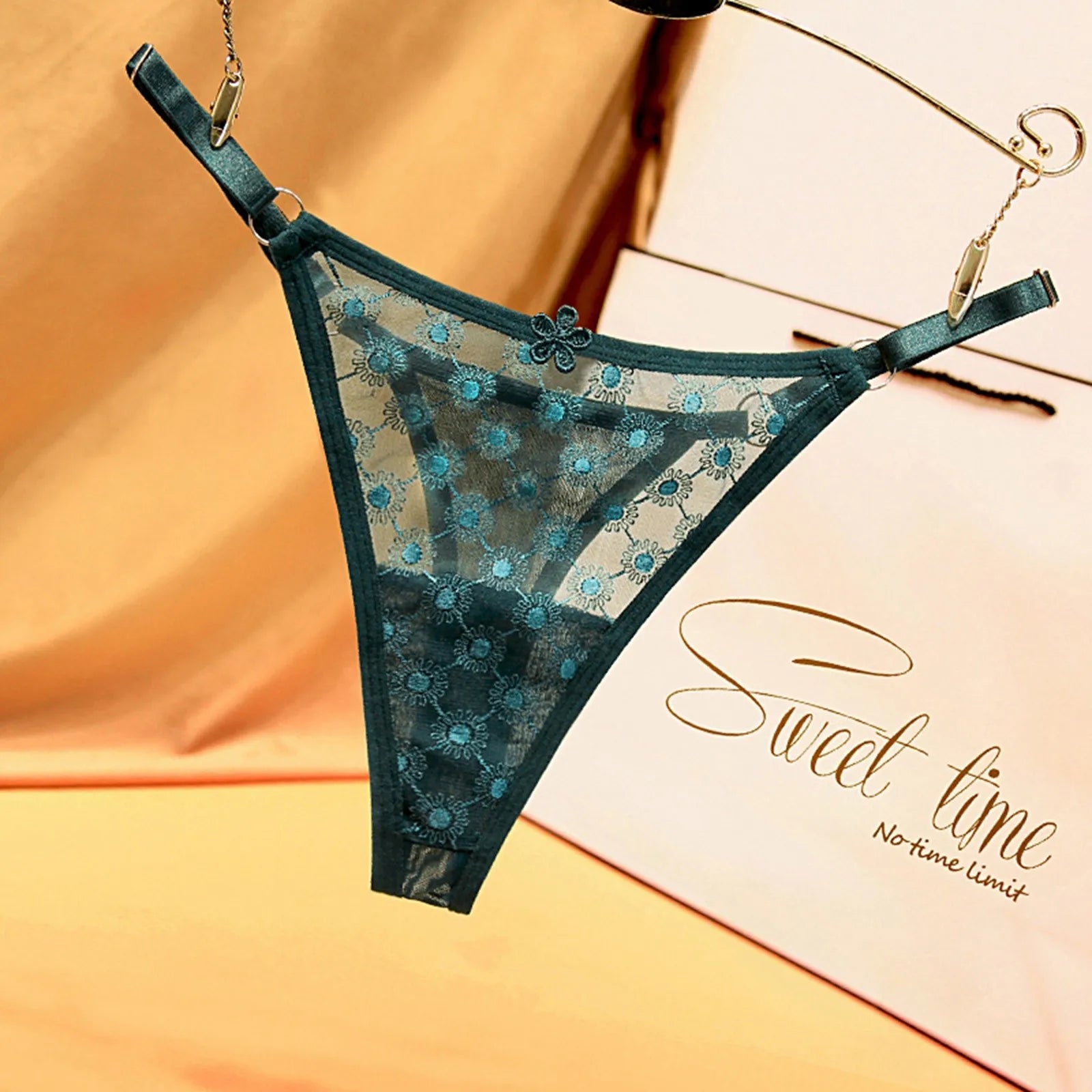 Tanga Encaje Floral ZOMAXIUJEE Cintura Baja Sexy Lencería Mujer