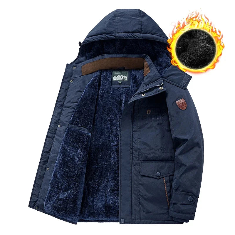 Parka Invierno Hombre Cálida Polar Hndtaz - Chaqueta Térmica Cremallera
