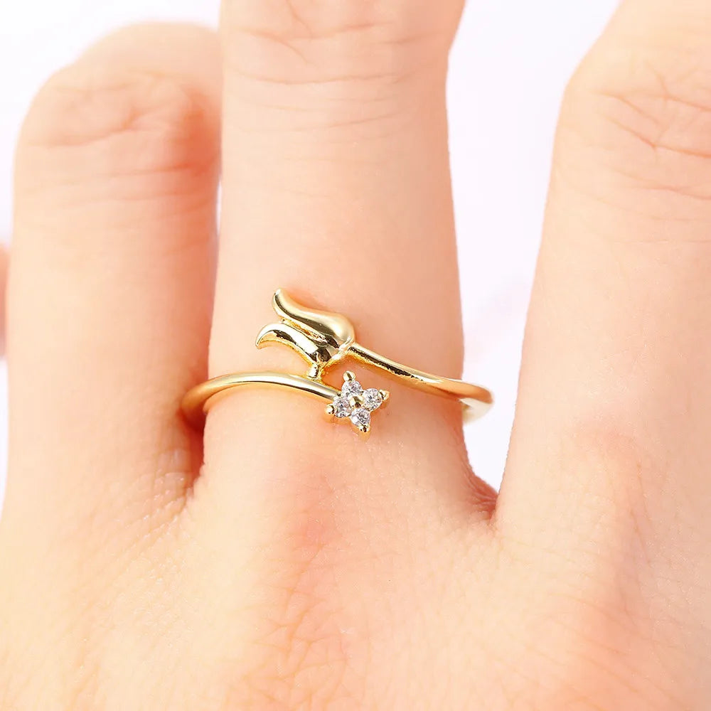 Anillos Mariposa Sirena Dorados Mujer 14K - Joyería de Cristal Elegante