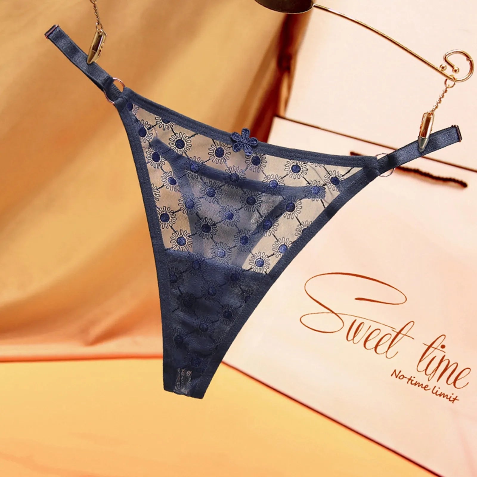 Tanga Encaje Floral ZOMAXIUJEE Cintura Baja Sexy Lencería Mujer