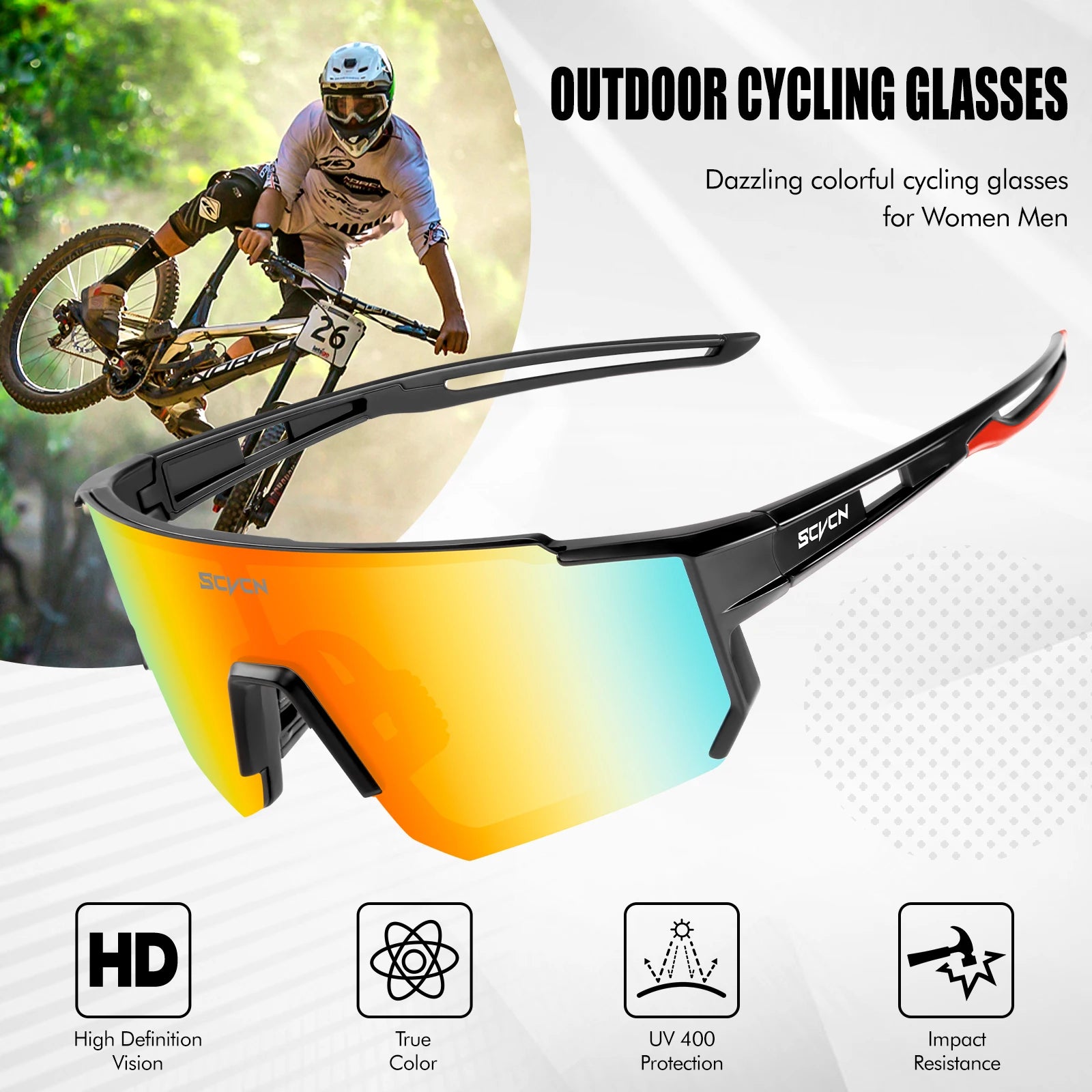SCVCN nuevas gafas de sol para ciclismo al aire libre, gafas para conducir en carretera para hombres, gafas deportivas para escalar montañas, mujeres, ciclismo, gafas UV400