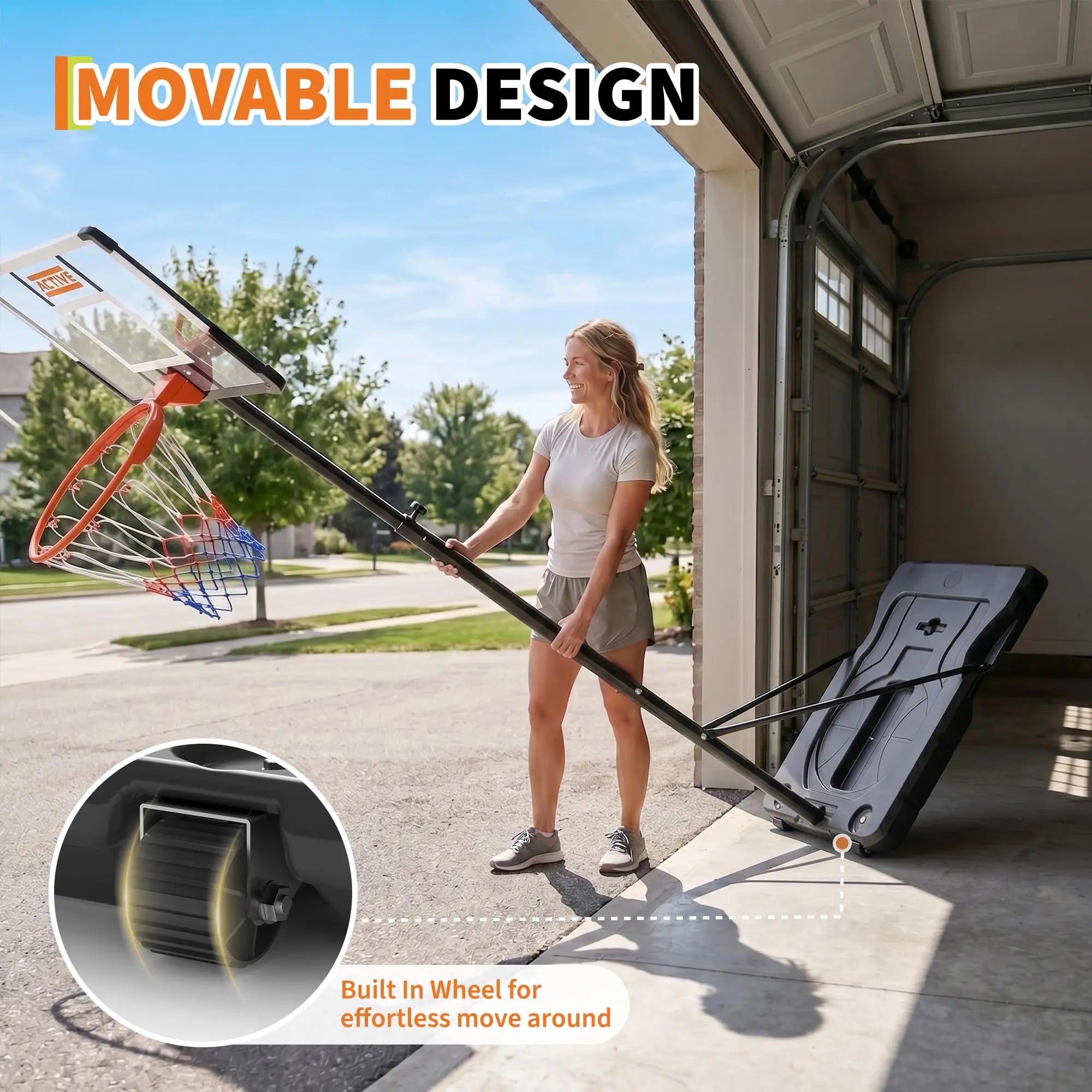 Aro de Baloncesto Portátil y Ajustable para Niños y Adultos, 10 Pies, para Interiores y Exteriores, con Tablero, Red, Base Grande y Ruedas, Ideal para Entradas de Autos y Piscinas