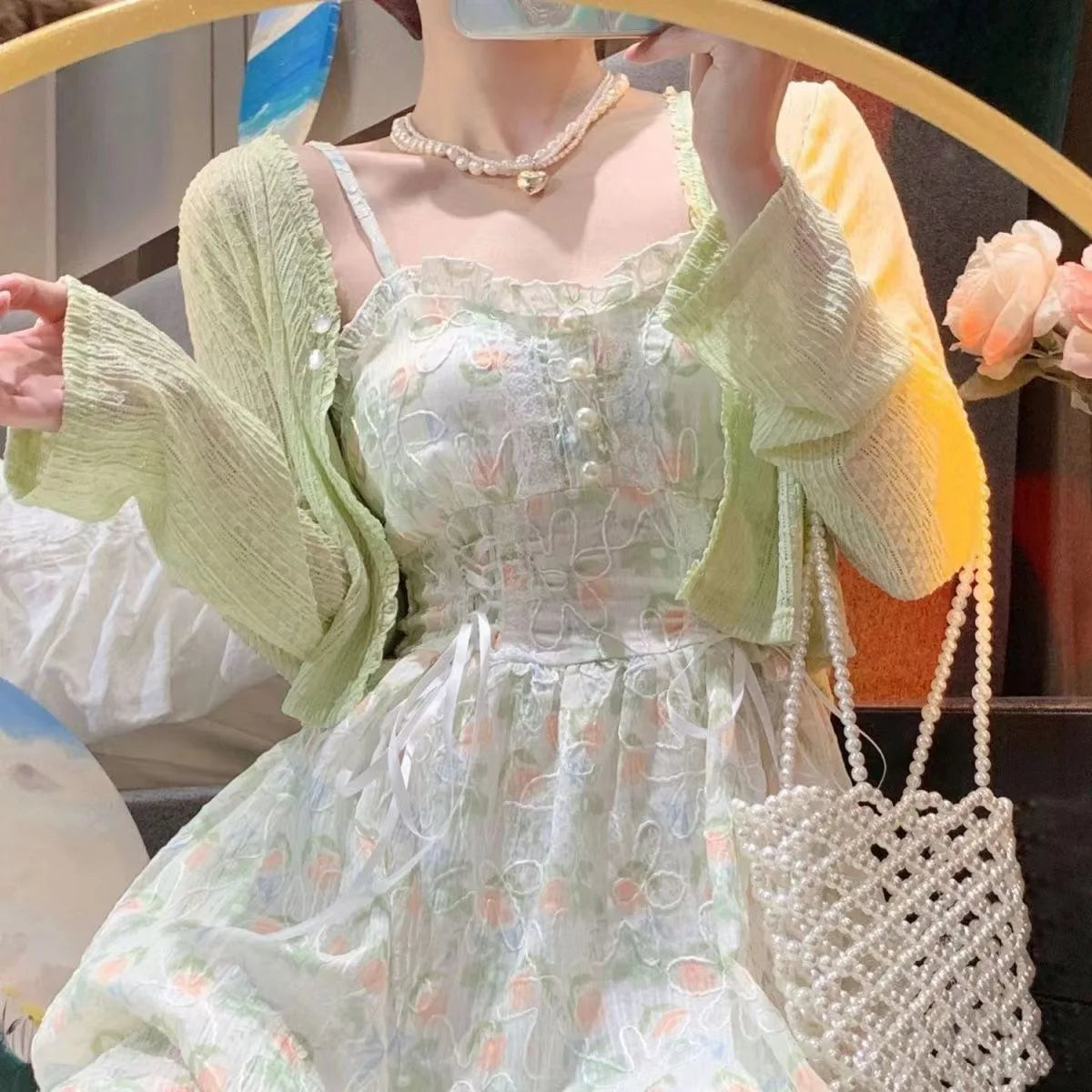 Conjunto Floral Verano 2026: Cárdigan y Vestido Ajustado