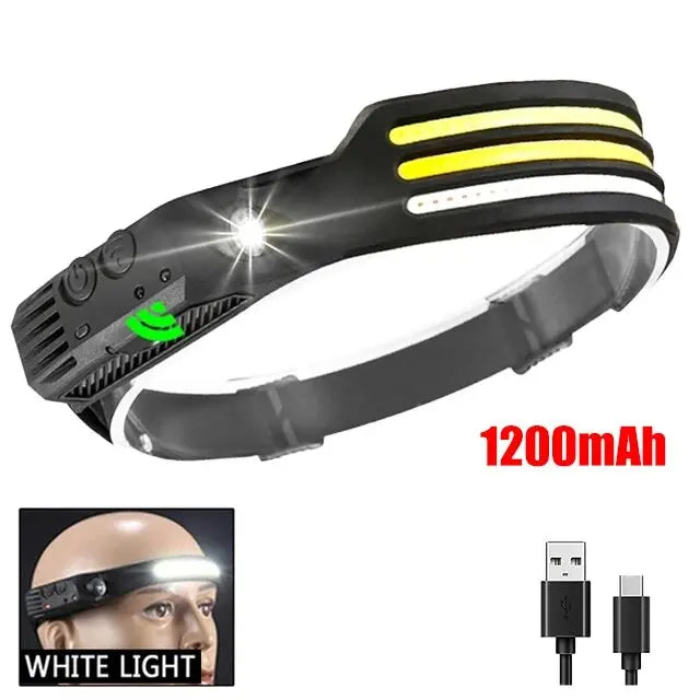 Linterna Frontal LED COB USB Recargable - Sensor de Movimiento para Exteriores