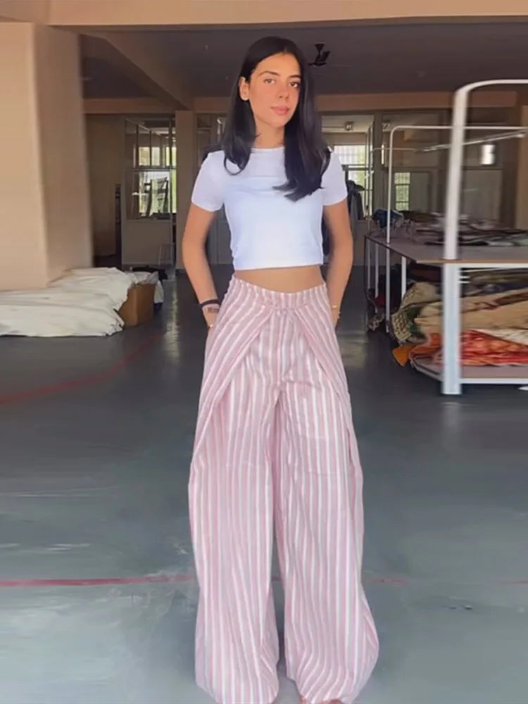 Pantalones Palazzo Boho Rayas Mujer | Chin.Sweety | Cintura Ajustable