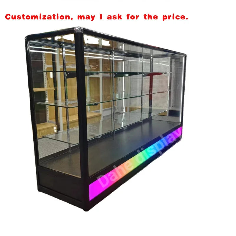 A modern 70-inch LED display cabinet by AIBAOTONG for jewelry and cosmetics, featuring a sleek glass design and customizable lighting.