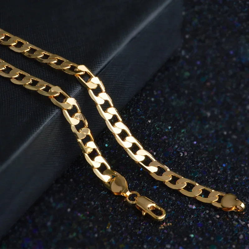 Elegant unisex 50cm ALIZERO silver necklace with 8mm 18K gold-plated collar, crafted from 925 sterling silver jewelry.