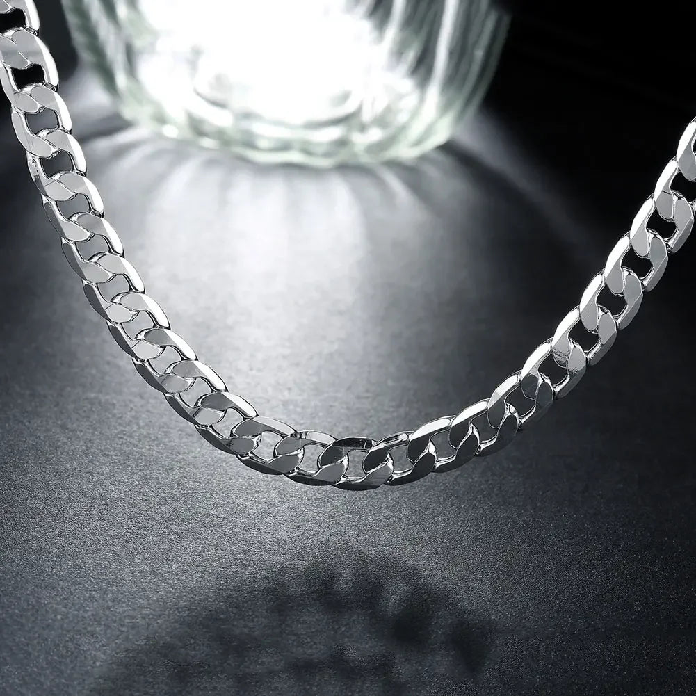 Elegant 18K gold-plated 925 silver collar by ALIZERO, 8mm unisex chain, 50cm long, classic jewelry style.