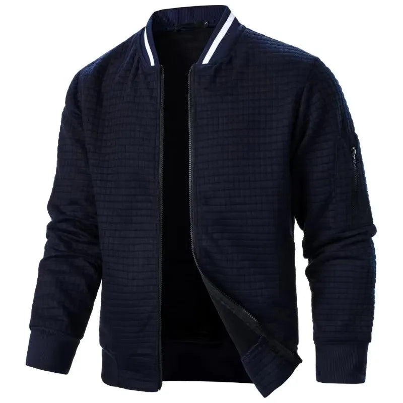 Khaki men's baseball jacket by ANIMAL GAME, warm autumn sports coat with zipper, casual outerwear for men.