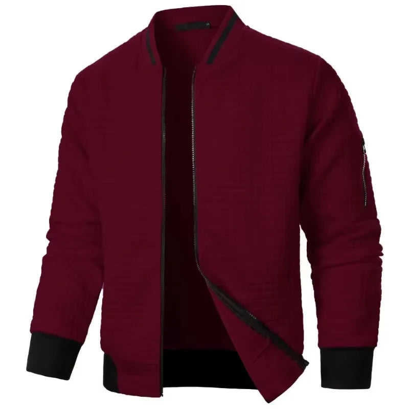 Khaki men's Animal Game baseball jacket for fall, warm with a front zipper, sporty style, perfect for autumn weather.