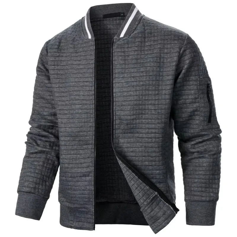 Khaki men's baseball jacket by ANIMAL GAME featuring a warm, casual design with a front zipper for autumn outdoor wear.