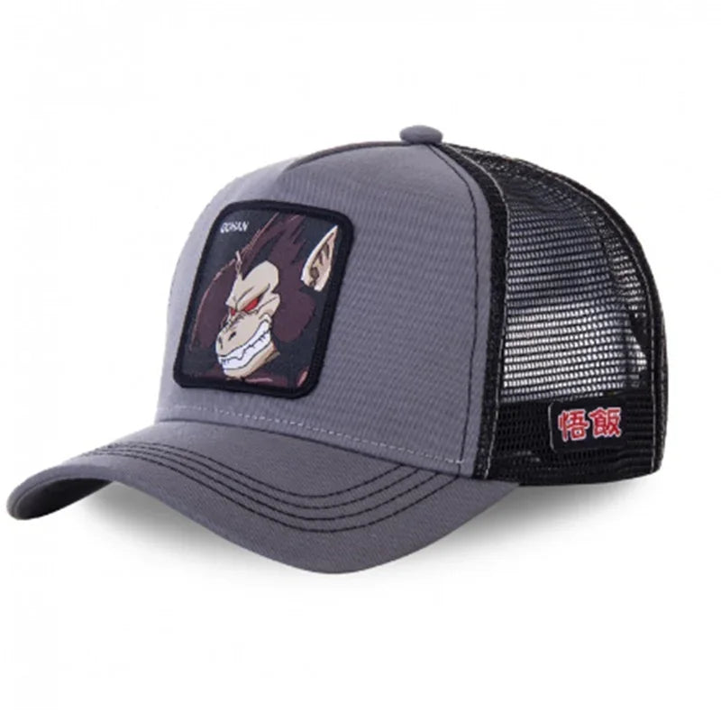 Bandai Dragon Ball Son Goku summer baseball cap with embroidered design, adjustable mesh brim, perfect for hip-hop style.