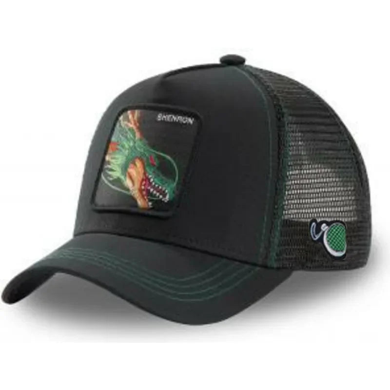 Bandai Gorra Dragon Ball Son Goku verano, ajustable con malla, bordada, estilo hip hop, para béisbol, en color blanco.