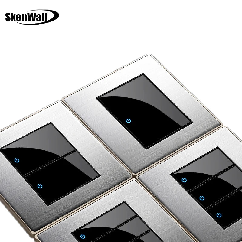 BIHU LED 1-4 gang stainless steel switch for home lighting, 1/2 way electrical switch, durable and modern design