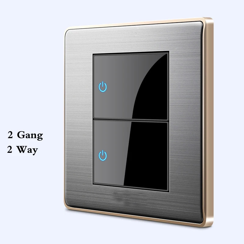 BIHU LED 1-4 gang switch with stainless steel finish, suitable for home lighting, 1/2 way voltage, modern design.