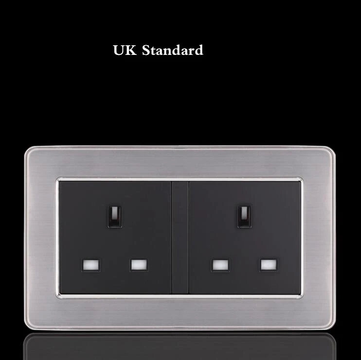 BIHU LED 1-4 gang stainless steel switch for home lighting, 1/2 way, modern design with metal finish