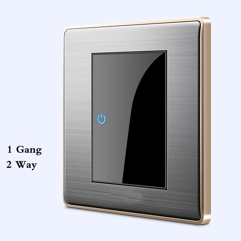 BIHU LED 1-4 Gang stainless steel home lighting switch with 1/2 way functionality for modern electrical installation.