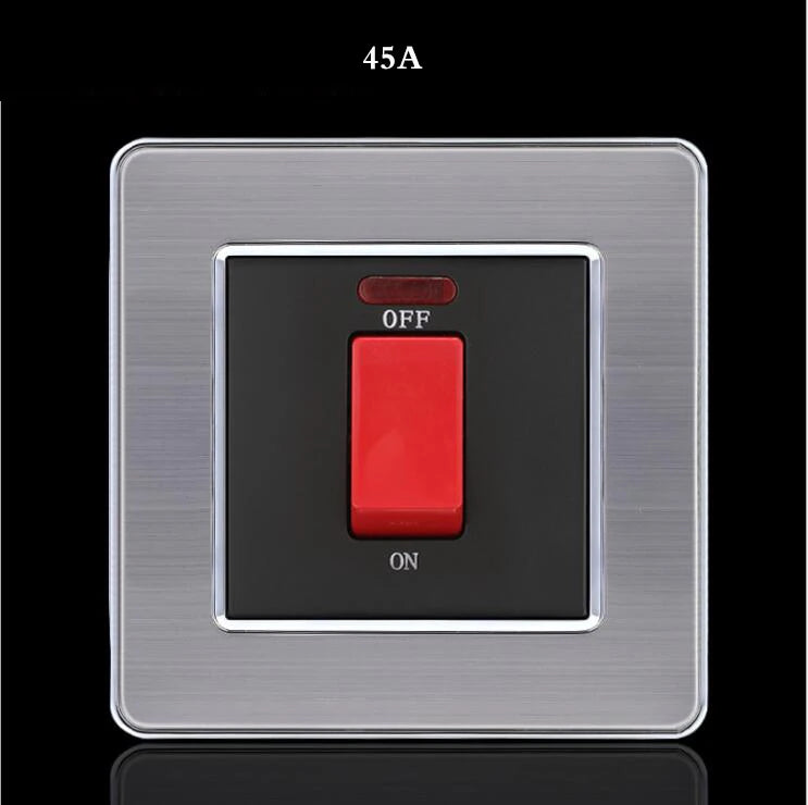 BIHU LED 1-4 Gang stainless steel switch for home lighting, 1/2 Vía, modern design, durable and easy to install.
