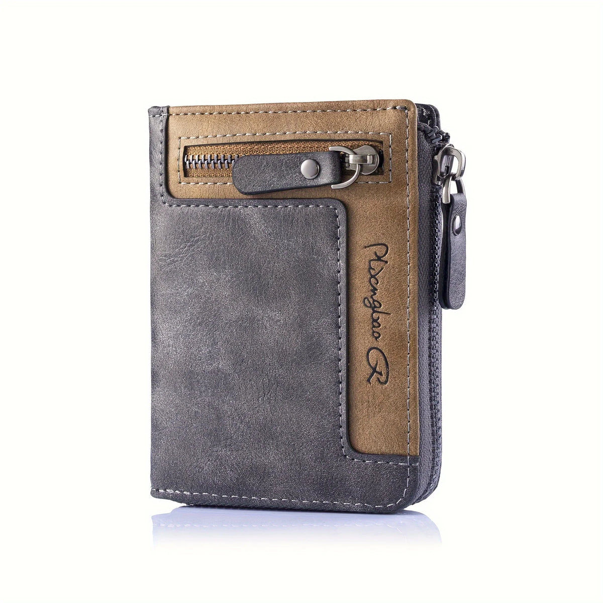 CEXIKA retro short brown wallet with multiple compartments, made of PU leather, featuring a classic and functional design.