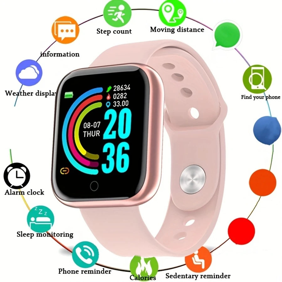 Silvery CHAONB smartwatch for men and women with fitness monitor and call display, compatible with Android and iOS devices.
