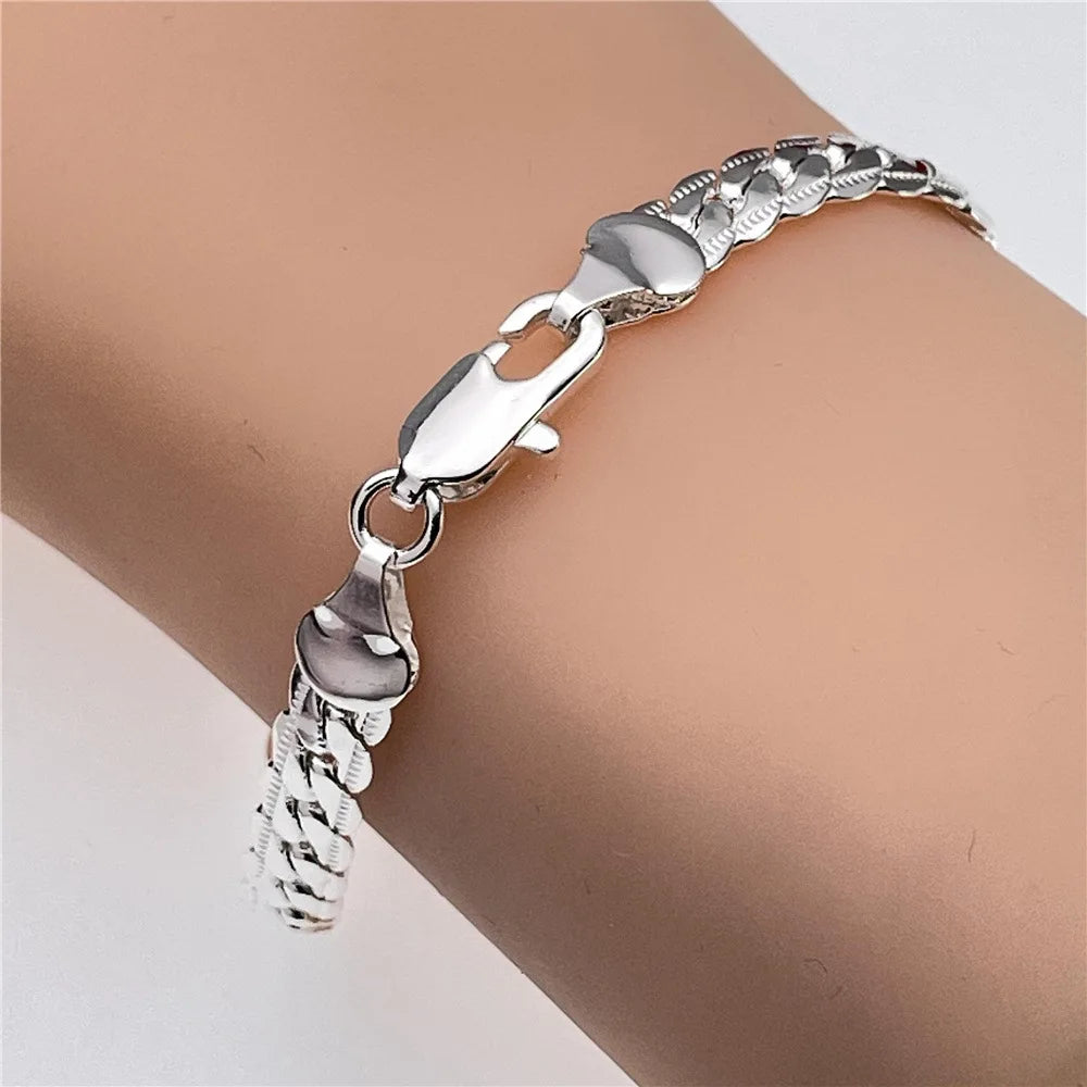 Silver 925 sterling bracelets for women and men, featuring sleek designs and polished finishes, ideal for everyday wear.