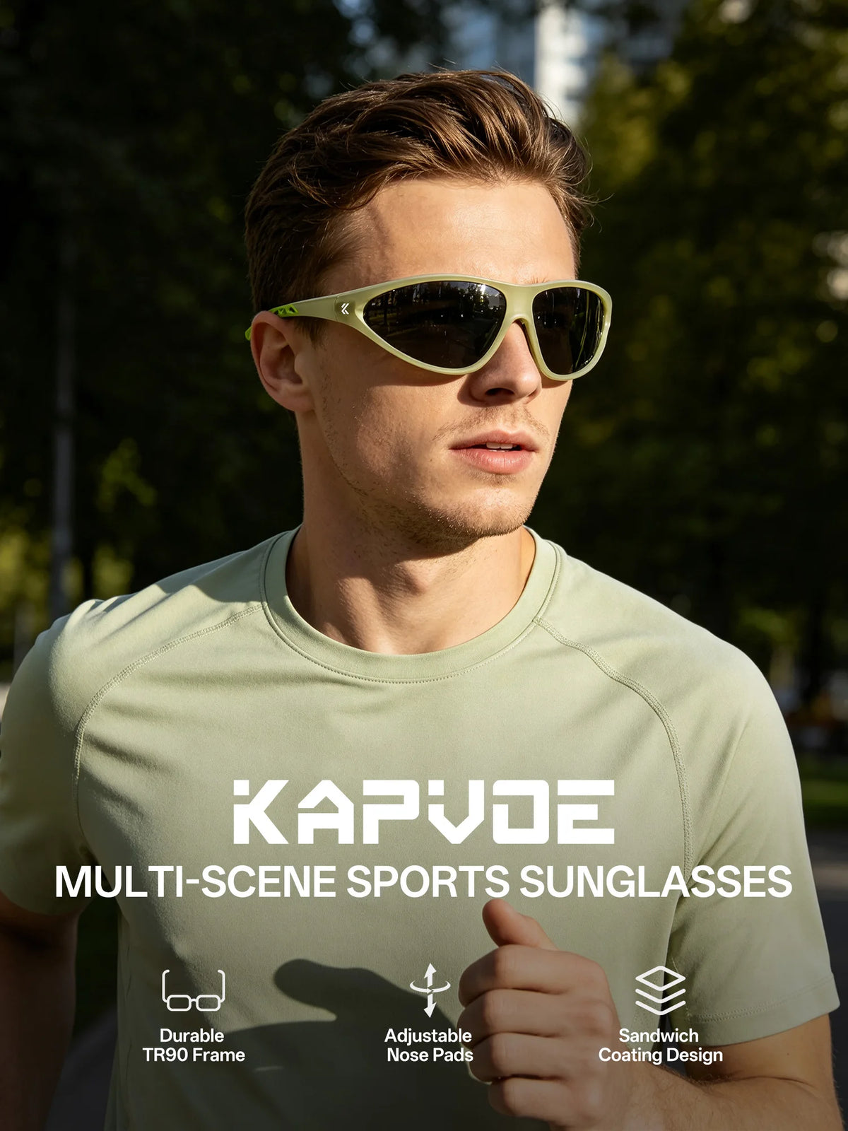 Kapvoe Fashion men's cycling glasses by Corporación Turística with stylish frames and UV protection, suitable for outdoor cycling.