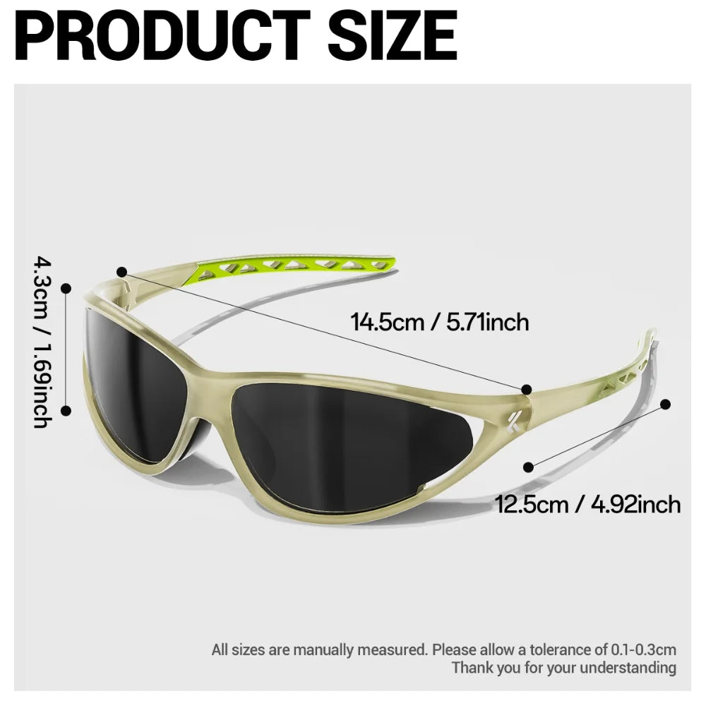 Kapvoe fashion men's cycling glasses with tinted lenses, black frame, and sporty design for outdoor biking activities.