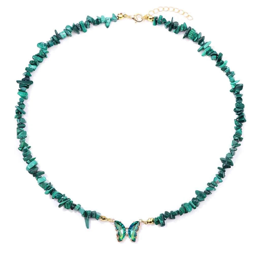 Fashion butterfly crystal collar with purple amethysts, featuring aquamarine accents from Corporación Turística.