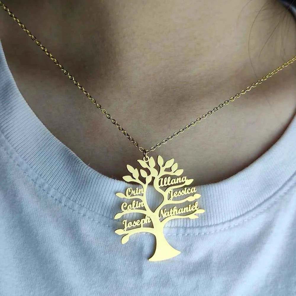 Silver personalized necklace with Tree of Life name engraving, 40 cm length, from Corporación Turística.