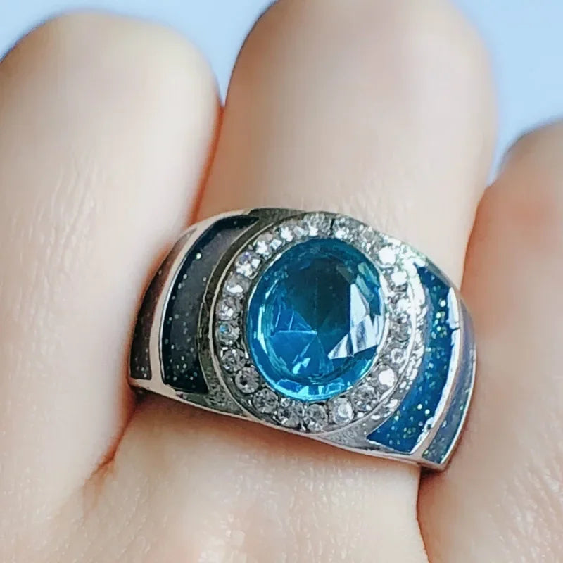 Oval-shaped sterling silver 925 ring with 1ct 5A cubic zirconia, luxurious design by Corporación Turística.