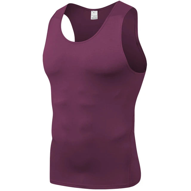 Blue sleeveless compression quick-dry T-shirt by Corporación Turística, featuring a fitted design for active wear.
