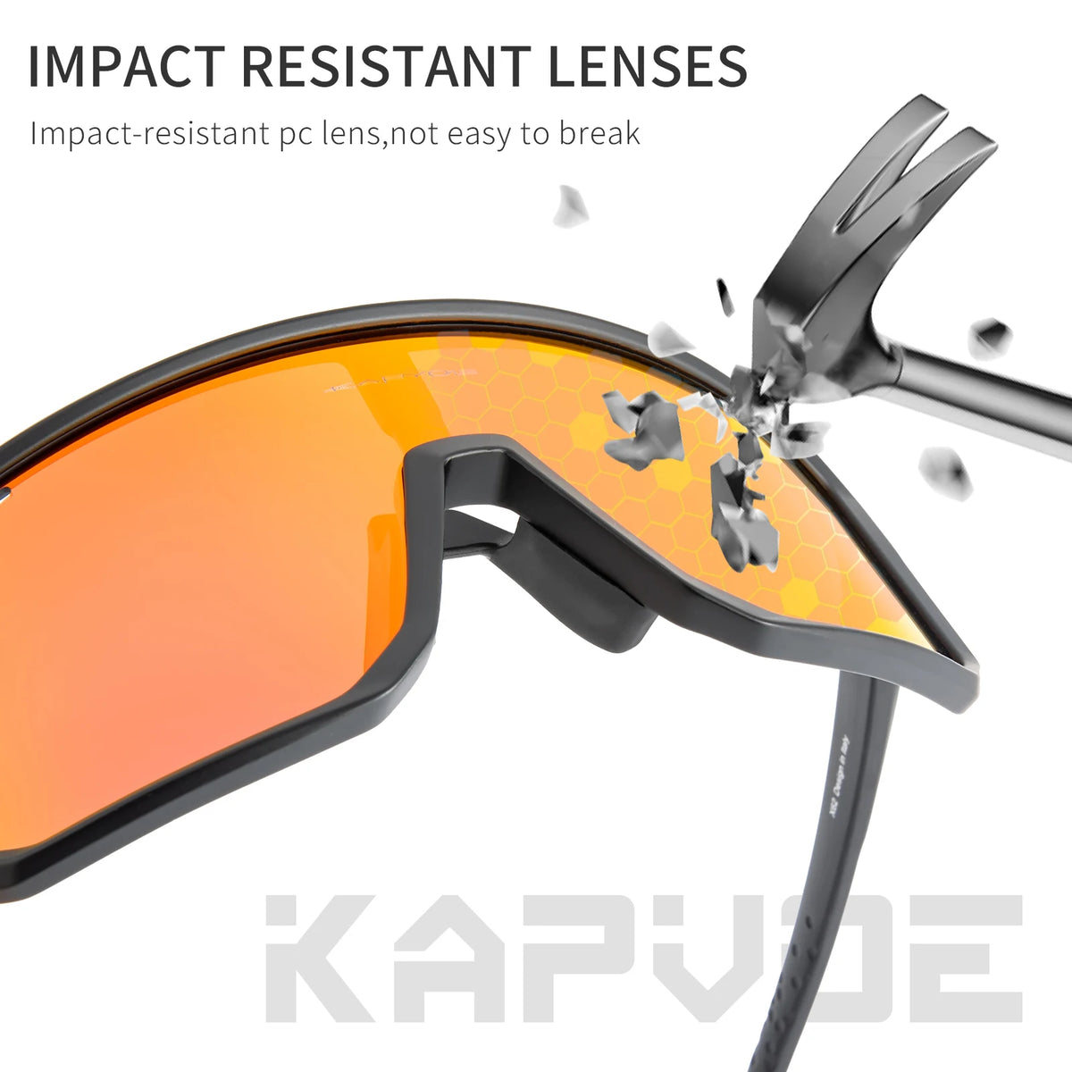 Kapvoe photochromic MTB sunglasses with cycling lenses, designed for mountain biking protection and style, by Corporación Turística.