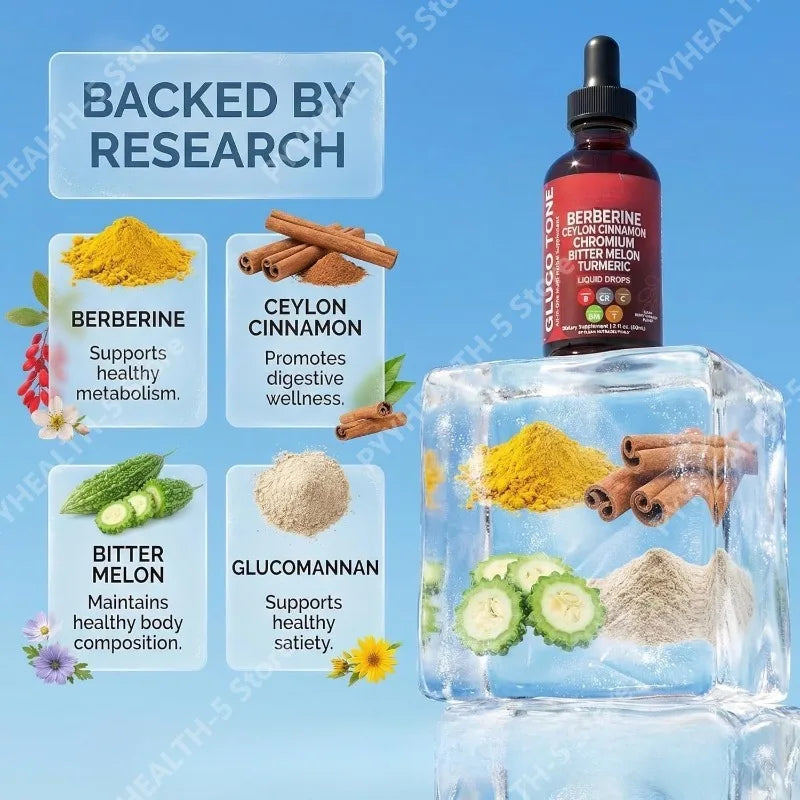Two 120 ml bottles of Corporación Turística liquid Berberina supplement with Ceylon cinnamon in a pack of 2.