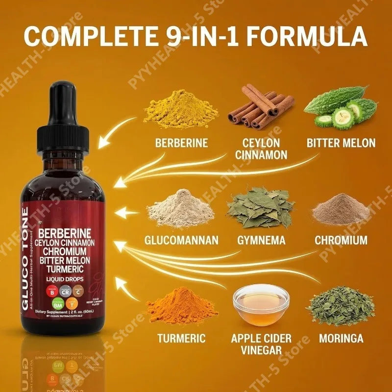 Two bottles of liquid Berberina and Ceylon Cinnamon supplement by Corporación Turística, showing the packaging and labels.