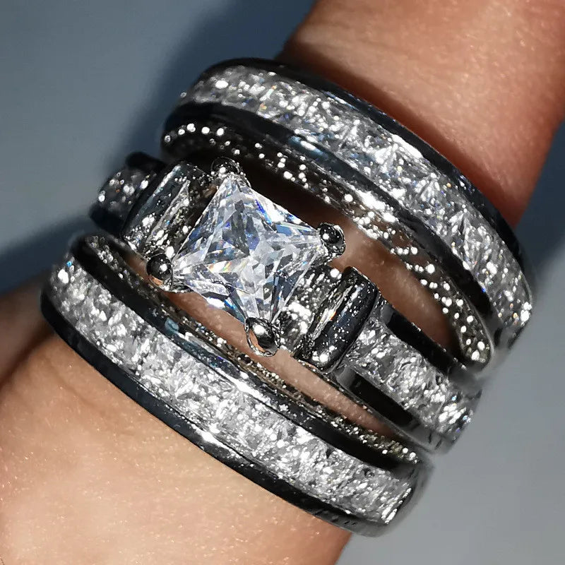 Set of three fashion sterling silver 925 rings featuring stylish designs, perfect for everyday wear and fashion accessorizing.