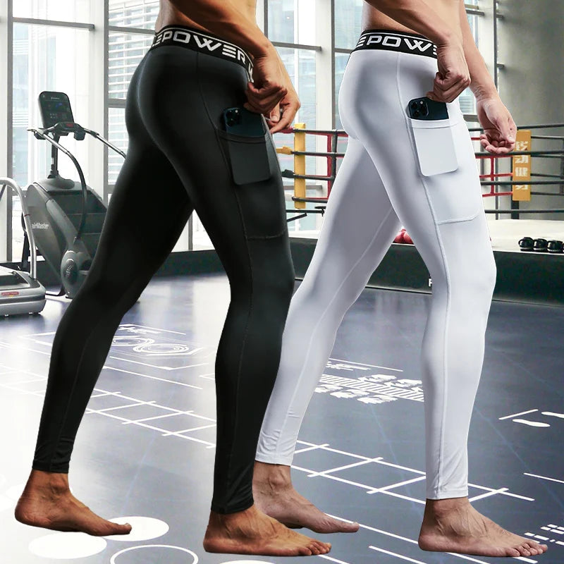 Red men's compression athletic sweatpants by Corporación Turística, featuring a snug fit and elastic waistband for workout comfort.