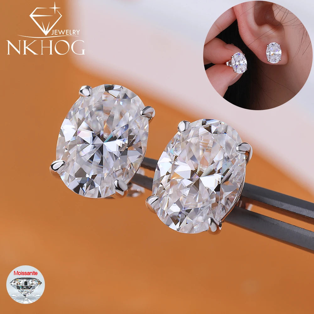 High-quality NKHOG oval moissanite earrings with 1-4 carats from Corporación Turística, showcasing sparkling clarity and elegant design.