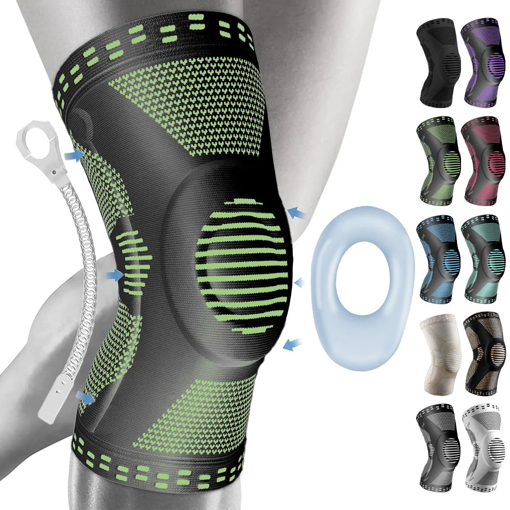 Beige XL sports compression knee brace with patella support by Corporación Turística, designed for knee stabilization during activity.