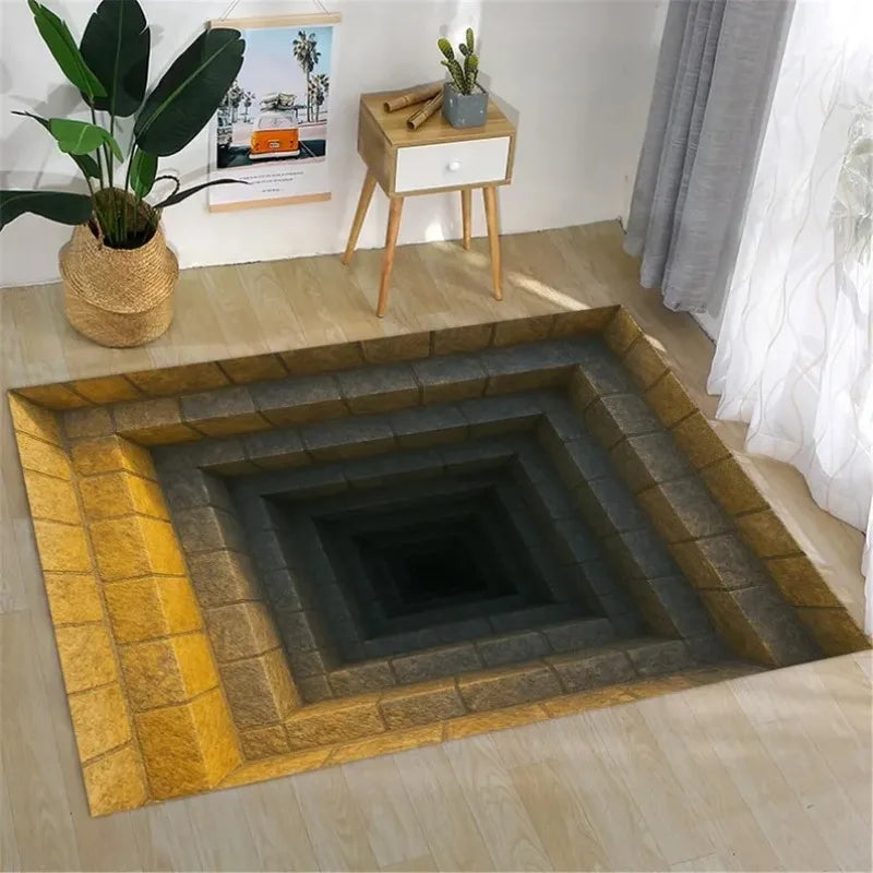 3D optical illusion abyss infinity rug from Corporación Turística, washable, featuring a mesmerizing, deep visual pattern.
