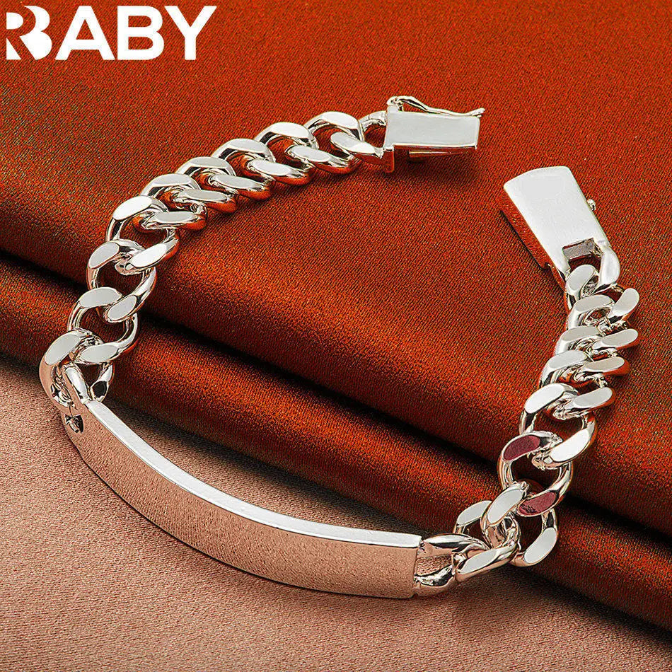 URBABY silver chain bracelet with square links, made of 925 sterling silver, displayed on a neutral background.