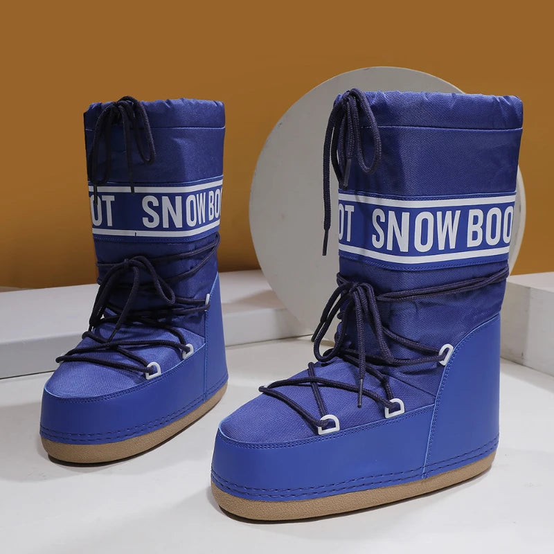 Red high-ankle women's snow boots by Corporación Turística, stylish and warm for winter outdoor wear.