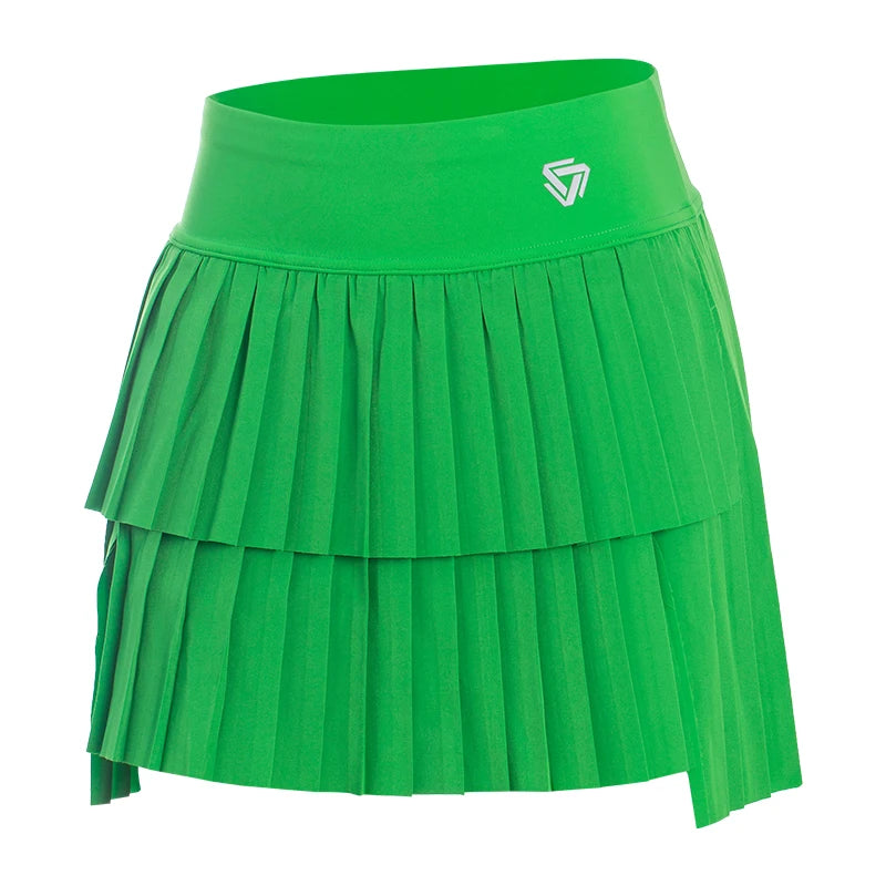 Mint green women's sporty pleated miniskirt for tennis, made by Corporación Turística, featuring a stylish and comfortable design.