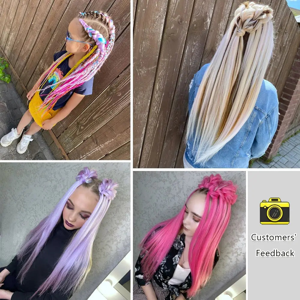 Miss Rola synthetic 26-inch hair extensions in Kanekalon, 75g, displayed in natural black color.