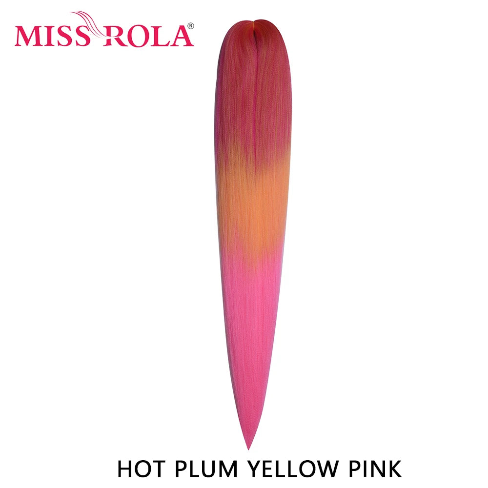 Miss Rola synthetic 26-inch Kanekalon hair extension, 75g, natural black color, displayed in a close-up image.