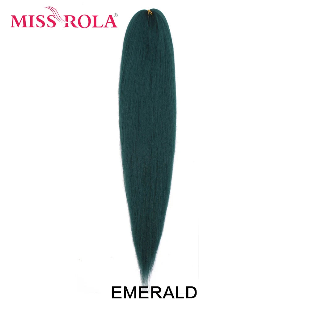 Miss Rola synthetic 26-inch Kanekalon hair extensions, 75g, displayed in natural black color, styled for hair extension use.